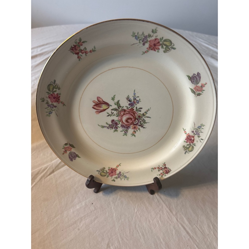 Homer Laughlin Eggshell Nautilus Priscilla Floral Dinner Plates Set of 3 Cream
